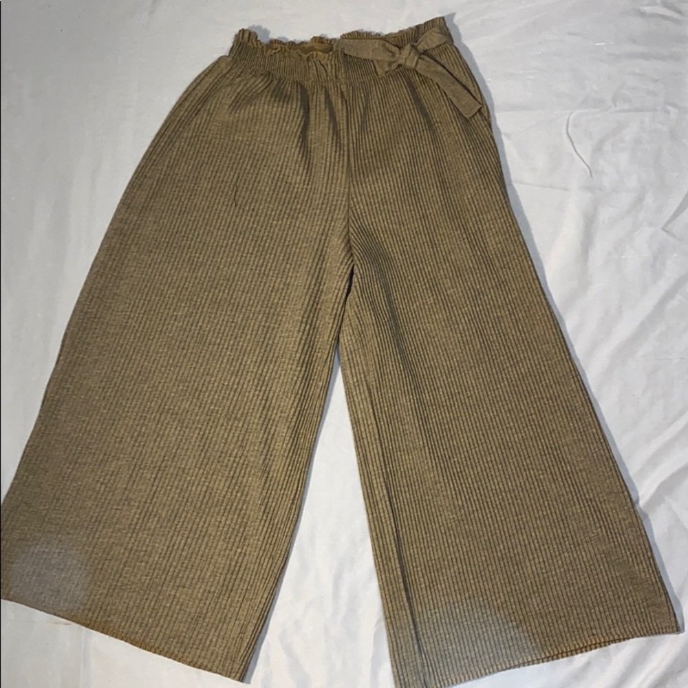 Tan Peperbag Wide leg Pants